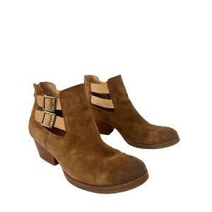 KORKS by Kork-Ease Size 8 Gabbriela Open Strap Ankle Brown Suede Bootie